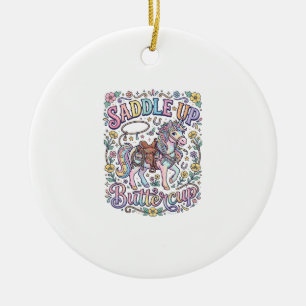 Einhorn Sattel hoch Butterblume Farbige weiße Hint Keramik Ornament