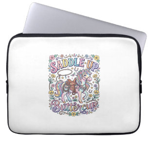 Einhorn Sattel hoch Butterblume Farbige weiße Hint Laptopschutzhülle
