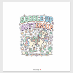 Einhorn Sattel hoch Butterblume Kawaii-Typografie- Aufkleber