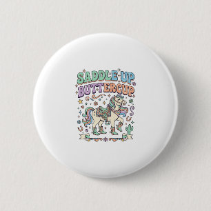 Einhorn Sattel hoch Butterblume Kawaii-Typografie Button