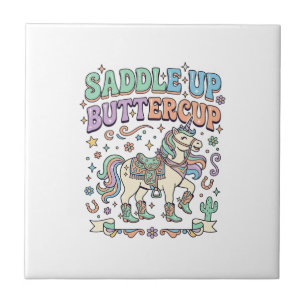 Einhorn Sattel hoch Butterblume Kawaii-Typografie Fliese