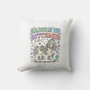 Einhorn Sattel hoch Butterblume Kawaii-Typografie- Kissen