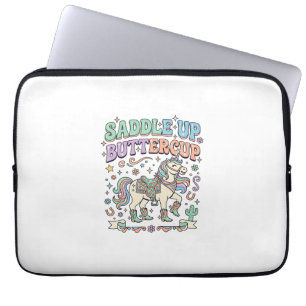 Einhorn Sattel hoch Butterblume Kawaii-Typografie  Laptopschutzhülle