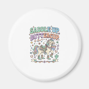 Einhorn Sattel hoch Butterblume Kawaii-Typografie Magnet
