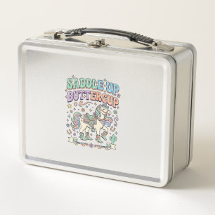 Einhorn Sattel hoch Butterblume Kawaii-Typografie  Metall Brotdose
