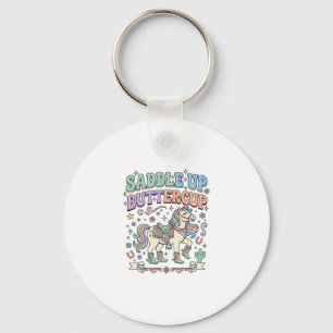 Einhorn Sattel hoch Butterblume Kawaii-Typografie Schlüsselanhänger
