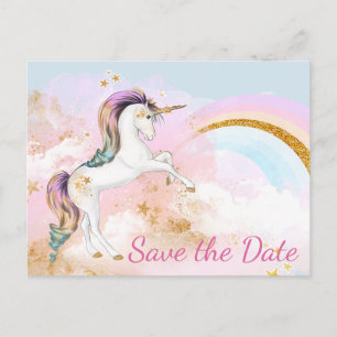 Einhorn-Save-The-Date-Postkarten Ankündigungspostkarte
