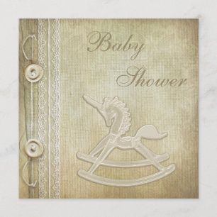 Einhorn-Schaukelpferd-u. Spitze-Person-Babyparty Einladung