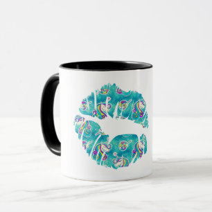 EINHORN Schillernde Teal-Folie Metallic KUSS LIPPE Tasse