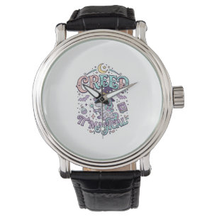 Einhorn Schleichen Es Magisches Retro-Stil T-Shirt Armbanduhr