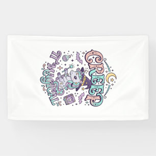 Einhorn Schleichen Es Magisches Retro-Stil T-Shirt Banner