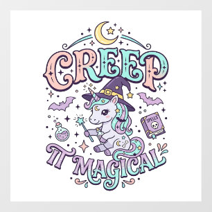 Einhorn Schleichen Es Magisches Retro-Stil T-Shirt Fensteraufkleber