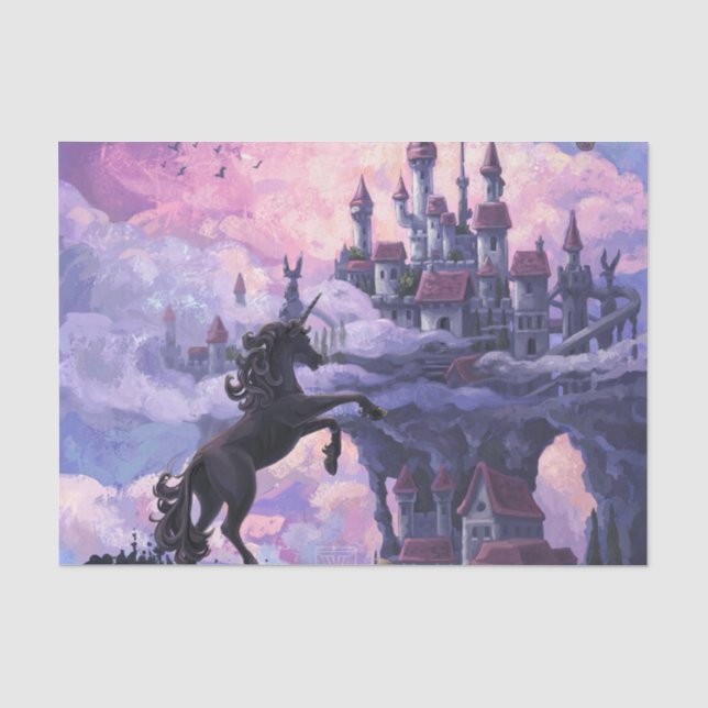 Einhorn-Schloss Seidenpapier (Vorderseite)