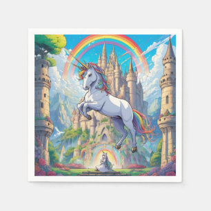 Einhorn, Schlösser, Regenbogen Serviette
