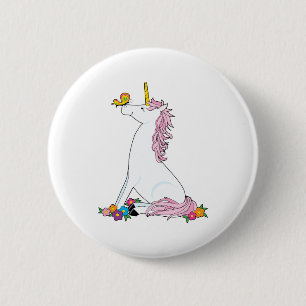 Einhorn-Schmetterling Button