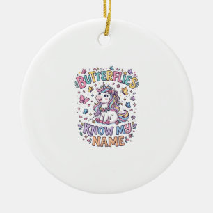 Einhorn Schmetterlinge kennen meinen Namen Charman Keramik Ornament