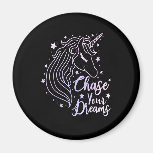 Einhorn-Shirt Mädchen Pink Purple Chase Your Dream Magnet