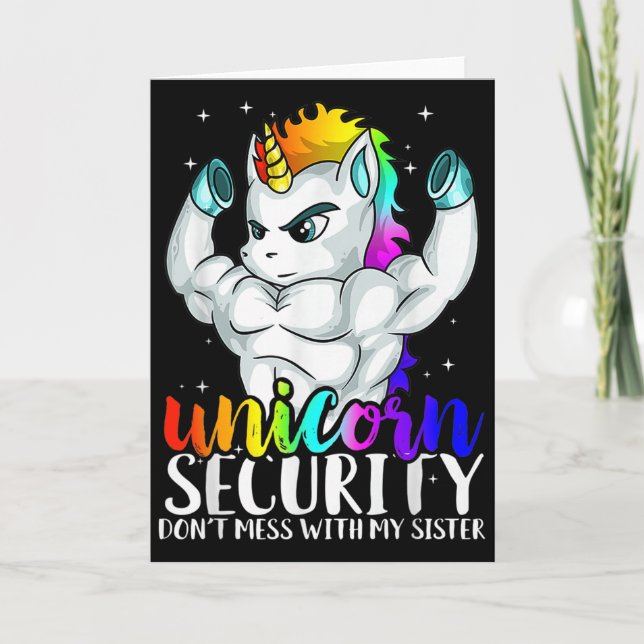 Einhorn Sicherheit Bring Meine Schwester Nicht Dur Karte (Vorderseite)