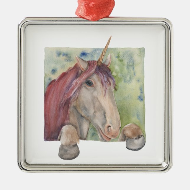 Einhorn Silbernes Ornament (Vorne)