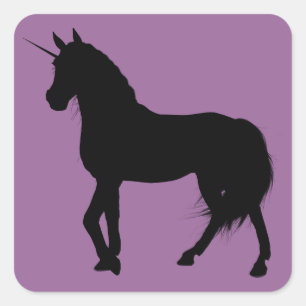 Einhorn-Silhouette-Aufkleber Quadratischer Aufkleber