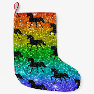 Einhorn-Silhouette Regenbogen Glitter LGBTQ Stolz Kleiner Weihnachtsstrumpf