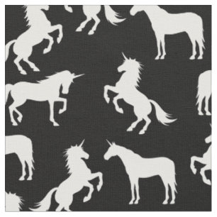 Einhorn-Silhouetten Schwarz-Weiß Stoff