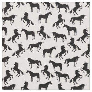 Einhorn-Silhouetten Weiß und Schwarz Stoff