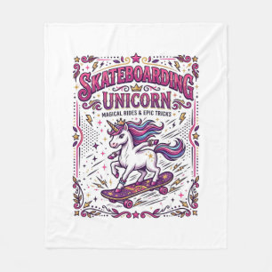Einhorn Skateboarding Einhorn Stylisch Weißer Hint Fleecedecke