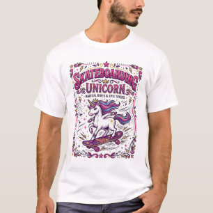 Einhorn Skateboarding Einhorn Stylisch Weißer Hint T-Shirt