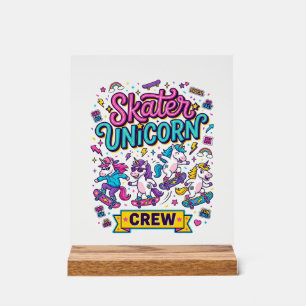 Einhorn Skater Einhorn Crew Retro-Stil Druck auf D Acrylschild