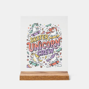 Einhorn Skater Einhorn Crew Whimsical Zazzle Desig Acrylschild