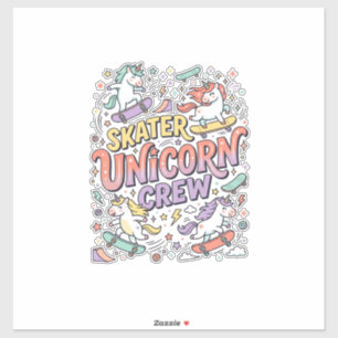 Einhorn Skater Einhorn Crew Whimsical Zazzle Desig Aufkleber