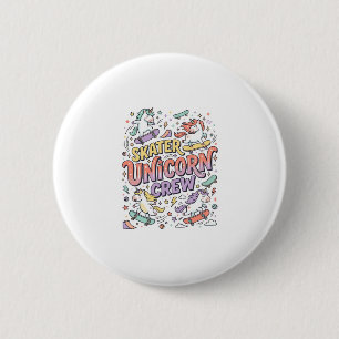 Einhorn Skater Einhorn Crew Whimsical Zazzle Desig Button