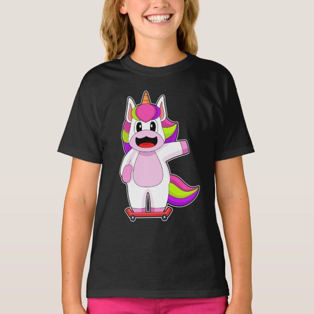 Einhorn-Skater-Skateboard T-Shirt (Vorderseite)