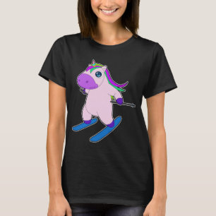 Einhorn Skifahrer Ski Wintersport T-Shirt