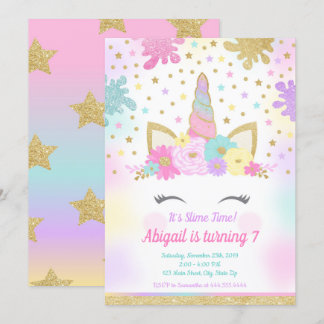 Einhorn Slime Einladung Slime Party Einhorn
