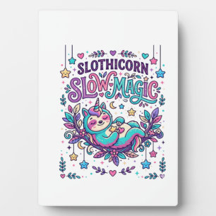 Einhorn Slothicorn Langsame Magie Farbiger Marktpl Fotoplatte