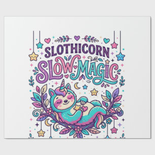 Einhorn Slothicorn Langsame Magie Farbiger Marktpl Geschenkpapier