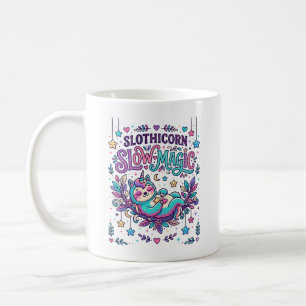 Einhorn Slothicorn Langsame Magie Farbiger Marktpl Kaffeetasse