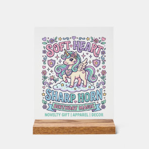 Einhorn Soft Herz Scharfe Hörner Fette Typografie Acrylschild