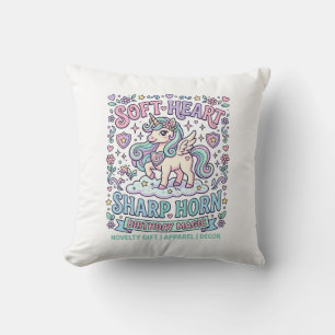 Einhorn Softes Herz Scharfe Hörner Fette Typografi Kissen