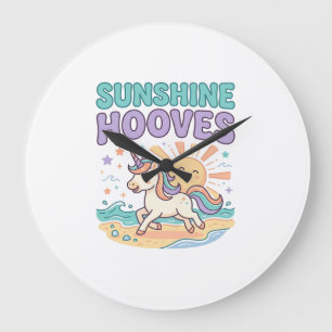 Einhorn-Sonnenschein-Hufe Trendiges Grafik-T-Shirt Große Wanduhr