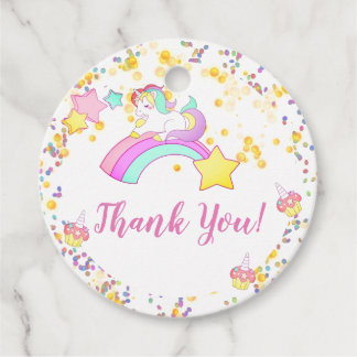 Einhorn, Sparklingsterne, Cupcakes und Confetti Geschenkanhänger