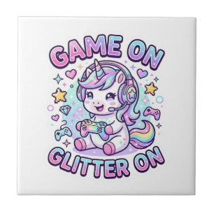 Einhorn Spiel An Glitter An Grafikdesign Merch De Fliese