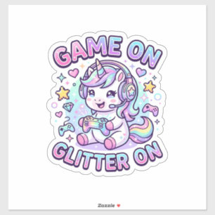 Einhorn Spiel Ein Glitter Ein Grafikdesign Merch D Aufkleber