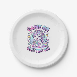 Einhorn Spiel Ein Glitter Ein Grafikdesign Merch D Pappteller