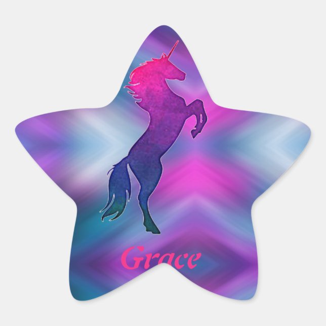 Einhorn-Star-Aufkleber mit individuelle Name Stern-Aufkleber (Vorderseite)