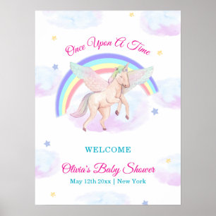 Einhorn-Star-Regenbogen-Baby-Shower-Willkommen Poster