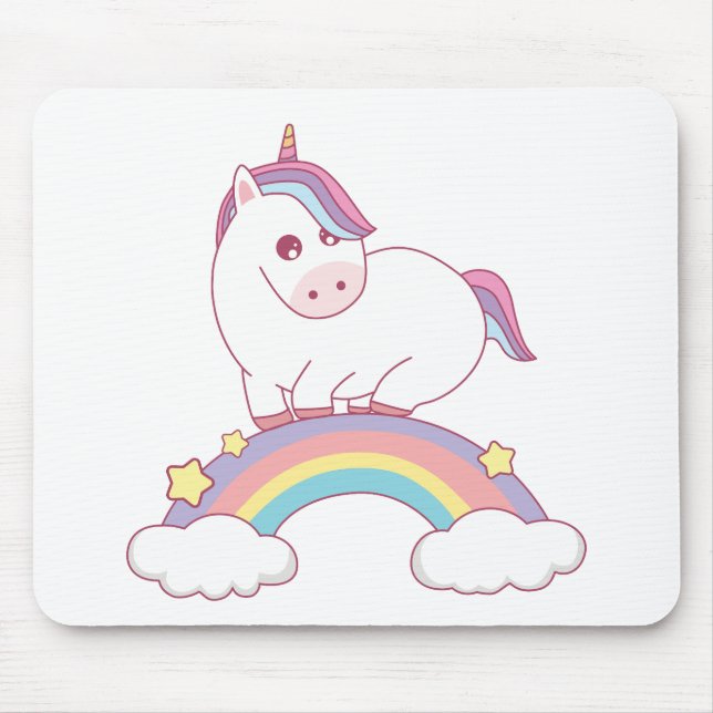 Einhorn stehend am Regenbogen Mousepad (Vorne)