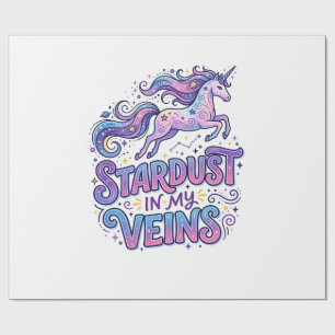 Einhorn-Sternenstaub in meinen Adern Retro-Stil Sü Geschenkpapier